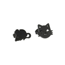 Kolczyki czarne mysz i kot